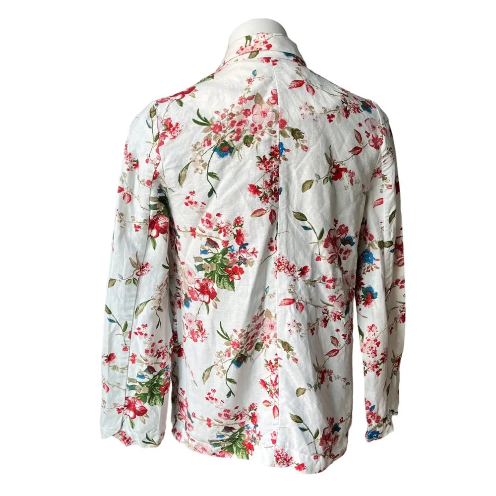 Current Air Linen Blend Floral Print Open Front Blazer, Sz S - Image 2