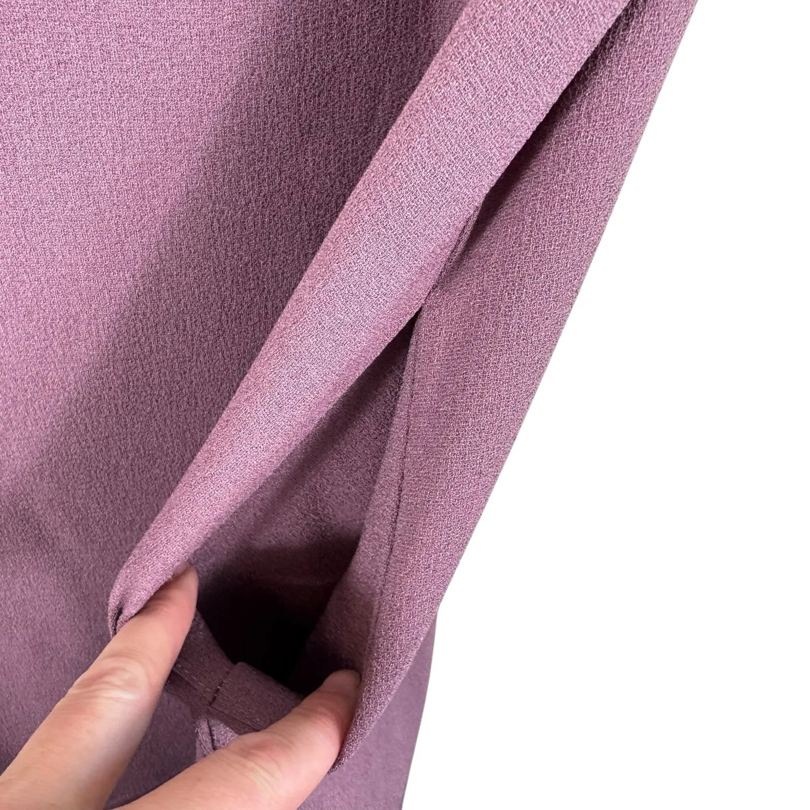 Stevie Hender White Purple Mauve Short Sleeve Light Mini Shift Dress Pockets L - Image 3