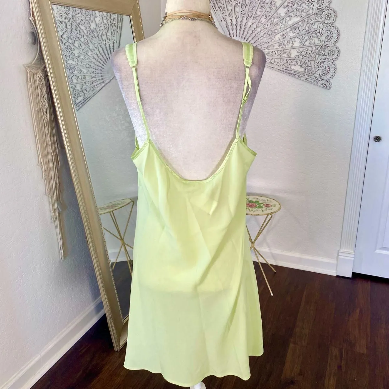 Morgan Taylor Early 2000's Light Green Mesh Coquette Fairy Mini Slip Dress M L - Image 5
