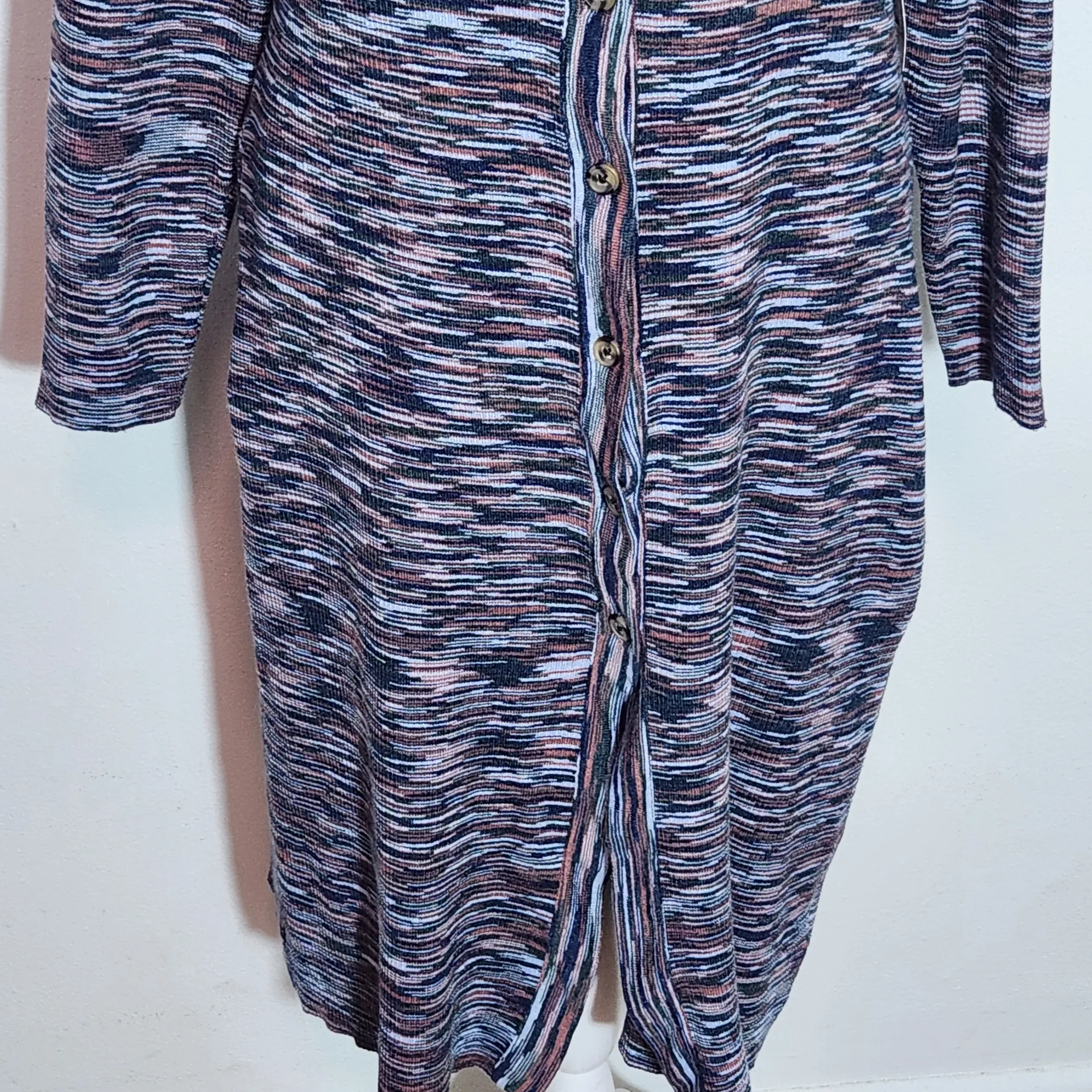 Terra & Sky Navy and Brown Button-Up Long Ribbed Knit Cardigan NWT Size 1X - Image 4