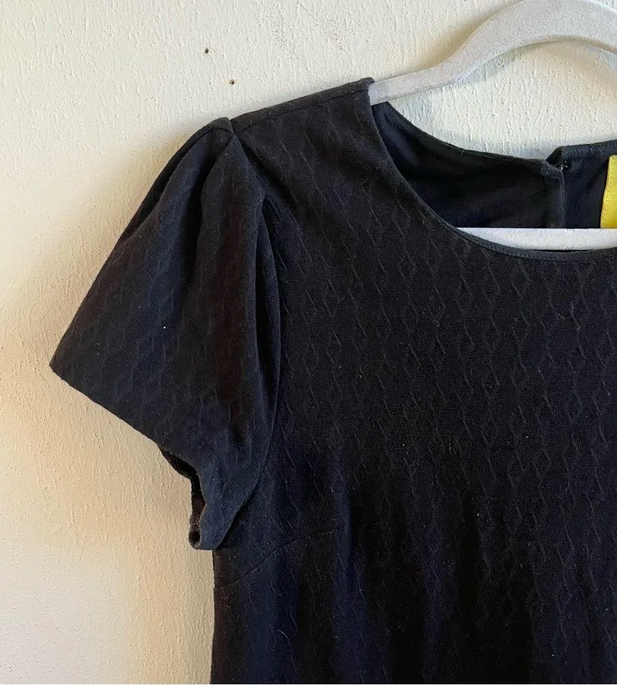 Anthropologie Dress Maeve Black Textured Cap Sleeve Mini Dress Sz S GUC Lined - Image 8