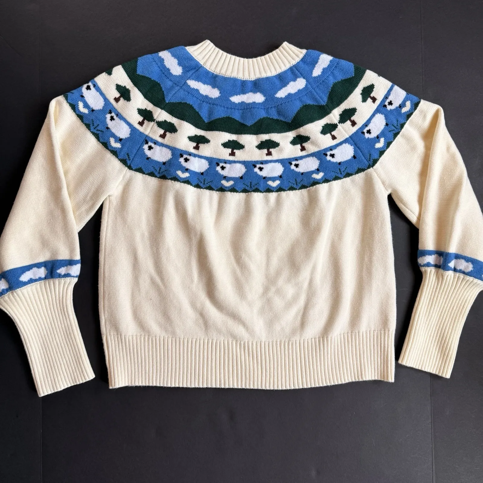 Sugar Lips Sheep Yoke Neck Sweater Top Women M 6 8 Fair Isle Country Pullover - Image 6