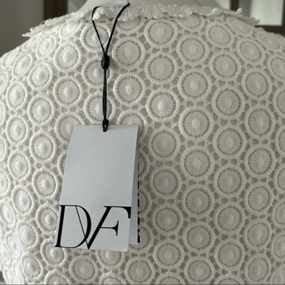 Diane Von Furstenberg Scalloped Hem Peplum Top in Ivory, Size 6 New w/Tag $298 - Image 10