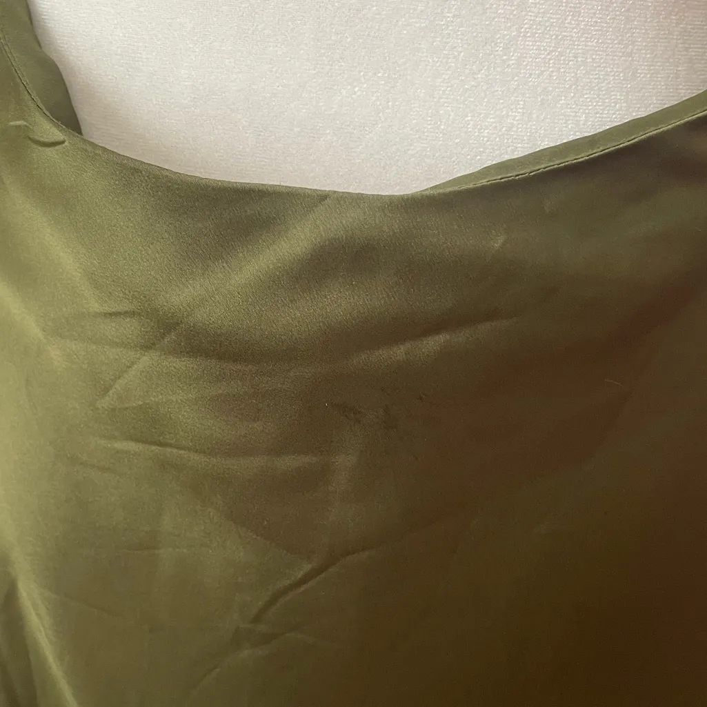 Show Me Your Mumu Jasmine Halter Maxi Dress in Olive Luxe Satin Medium Altered - Image 5