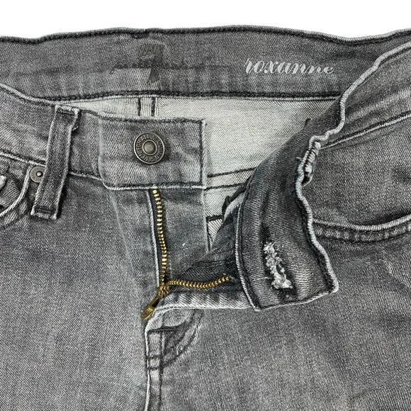 7 For All Mankind Y2K Jean Shorts‎ 25" Black/Gray Cutoff Low-Rise Bling USA 7FAM - Image 3