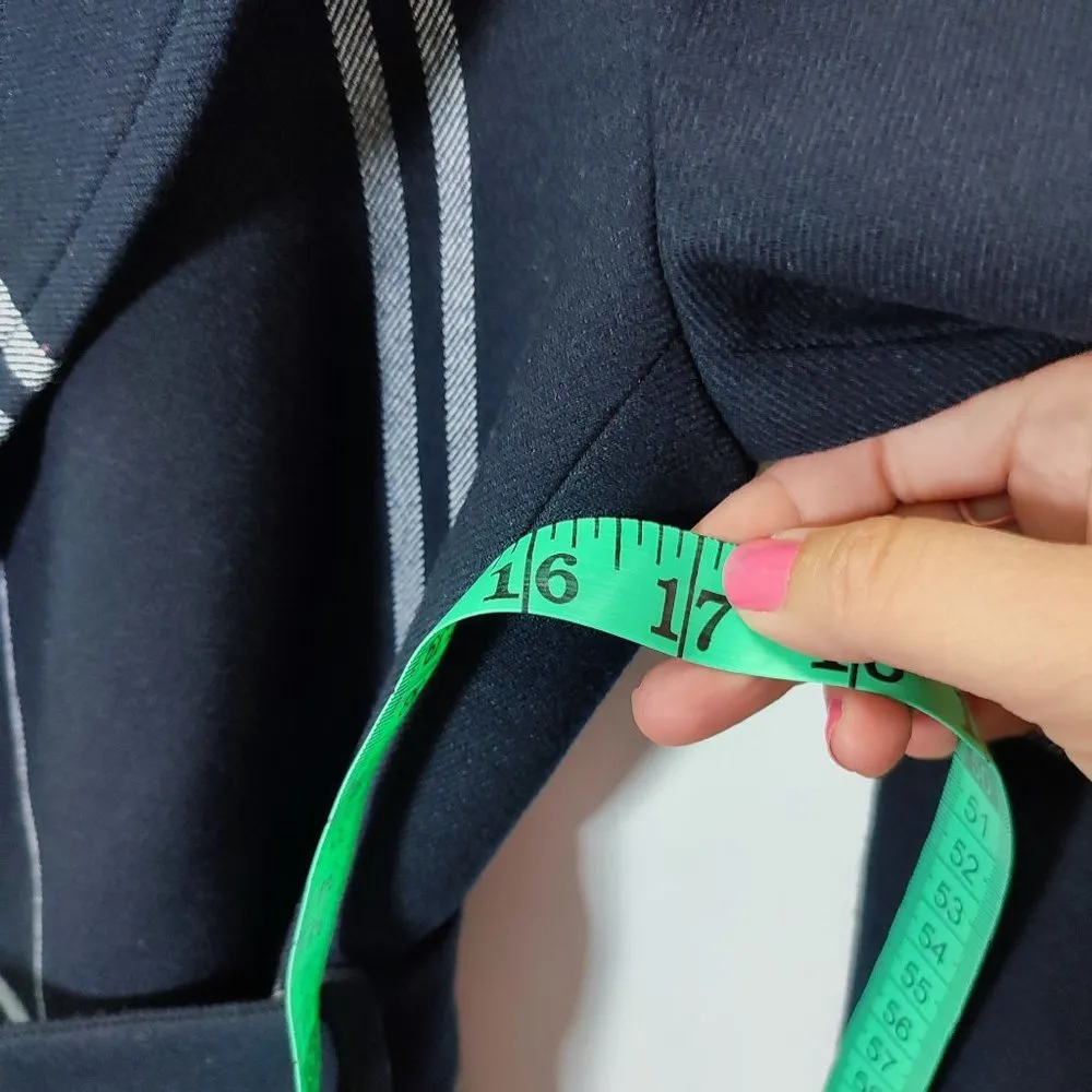 plaid coat dark blue white lines - Image 13