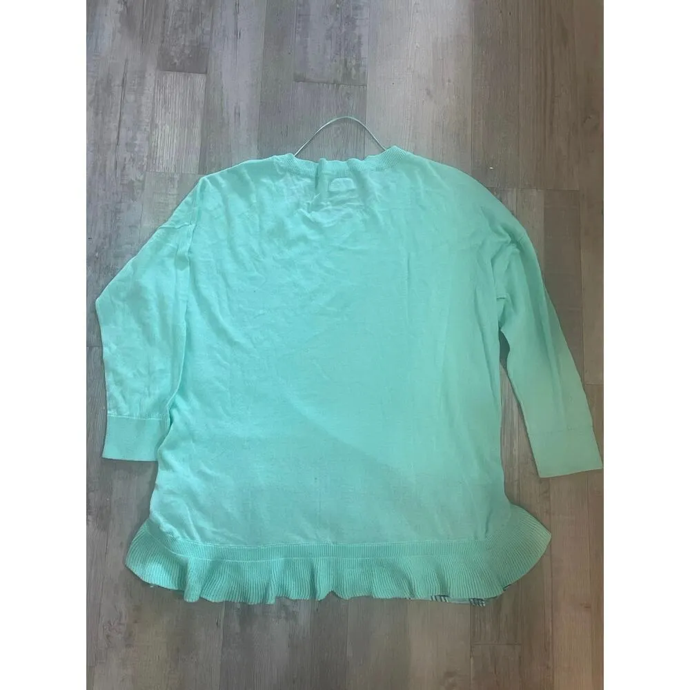 Crown & Ivy Size Large Thin Knit 3/4 Sleeve Shirttail Tiered Ruffle Sweater - Image 10