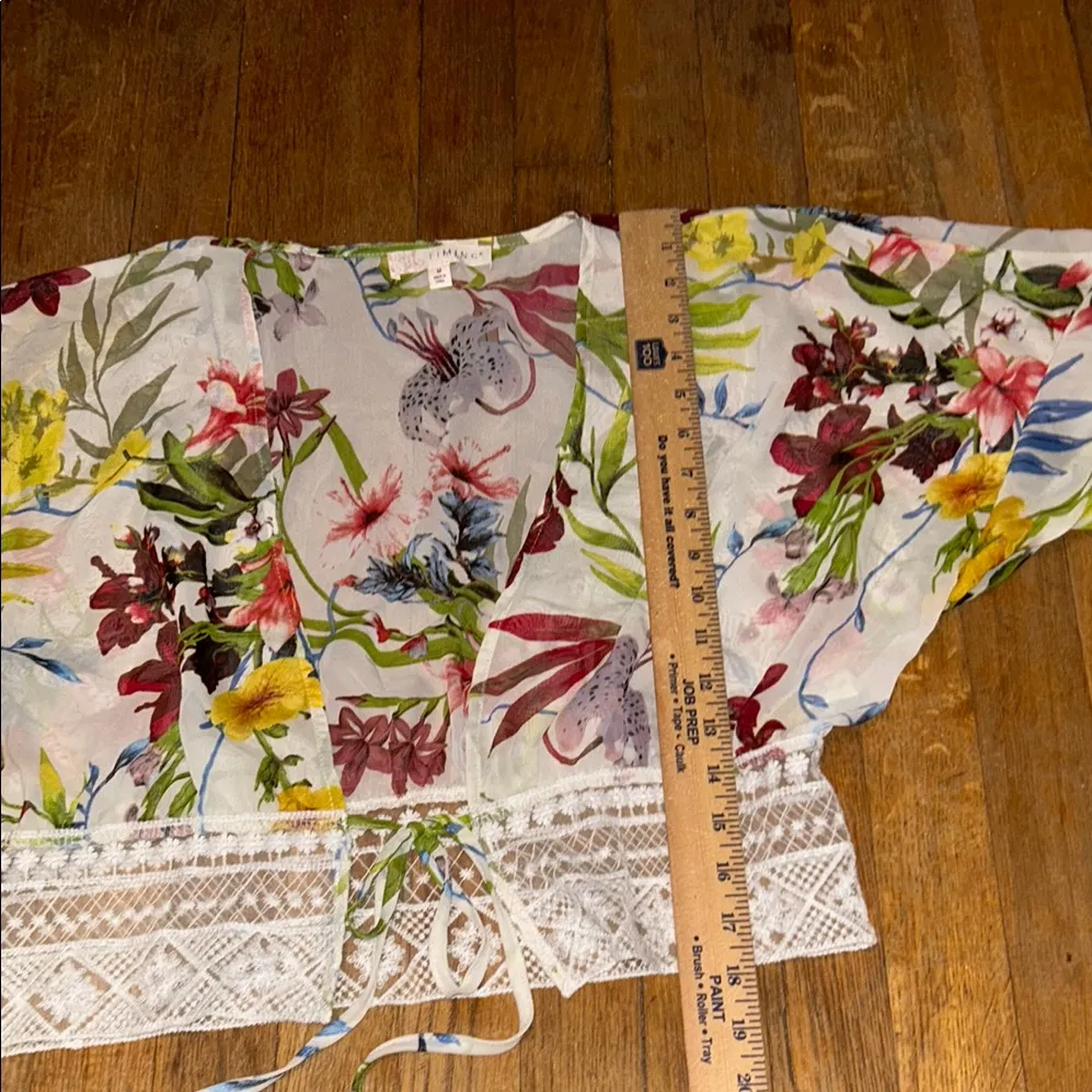 Timing‎ Multicolor Floral Sheer Blouse Cropped size M - Image 8