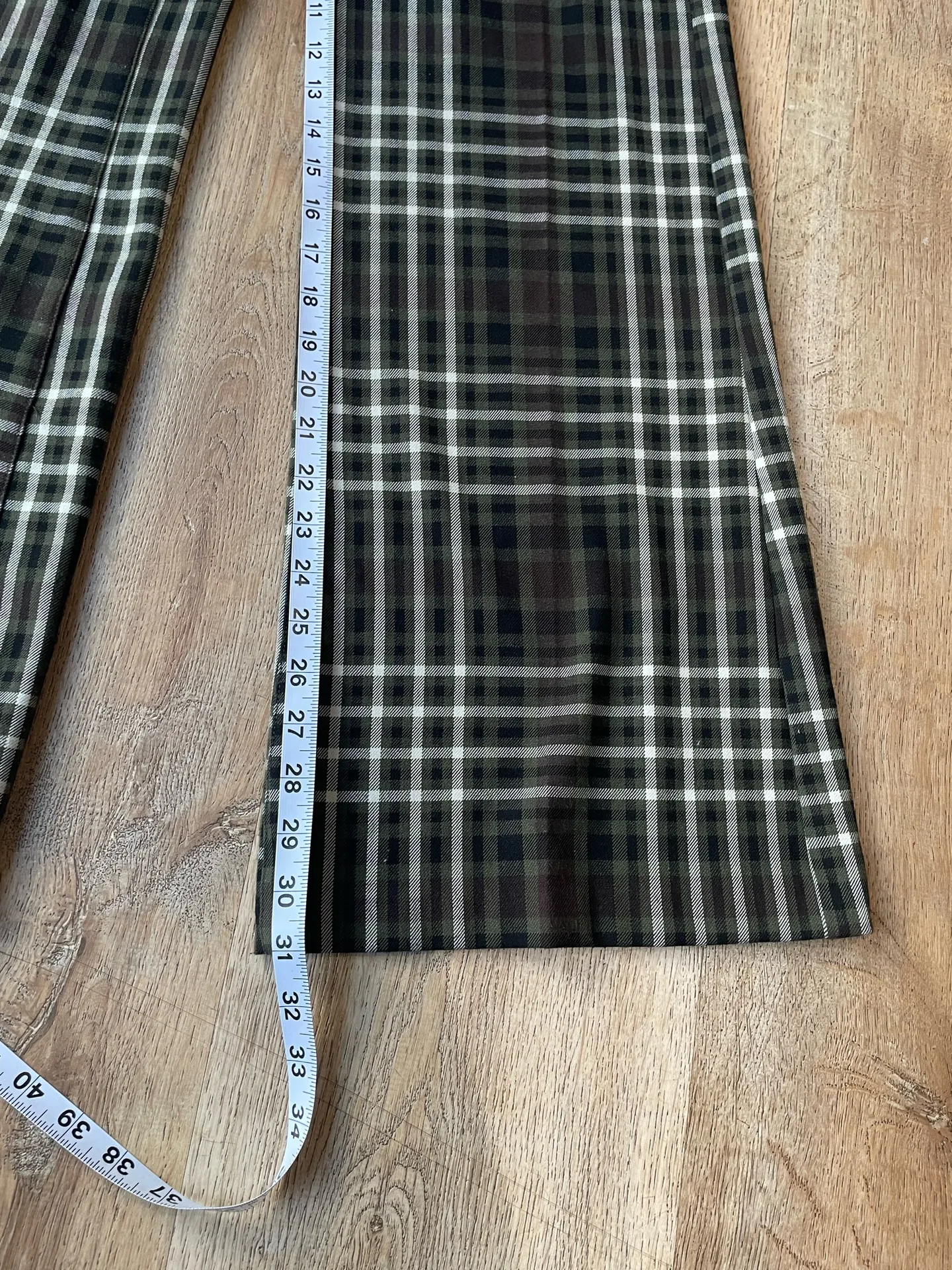 Free People Harlow Plaid Wide Leg Pants Brown Green Black Size 2 - Image 6