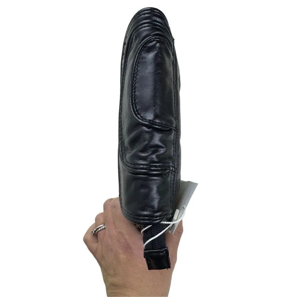 Motivi Italian Glossy Faux Leather Soft Clutch Wristlet Gold Chain Strap Flap Black - Image 8