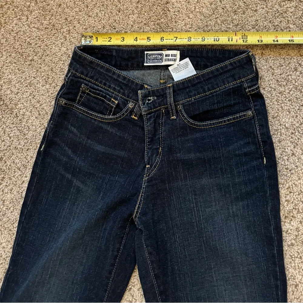 Levi Signature Mid Rise Straight Denim Jeans Dark minimalist everyday denim 4M - Image 7