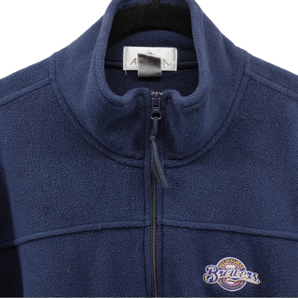 Antigua Milwaukee Brewers MLB Baseball Navy Blue Fleece Zipup Jacket Women's XL - Image 3