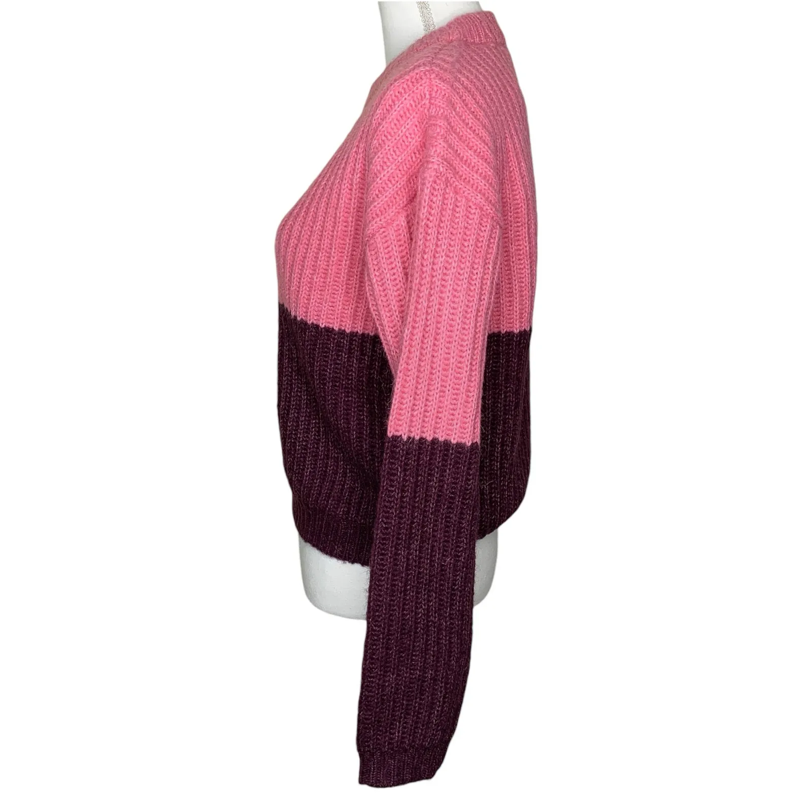 Scotch & Soda Pink Purple Colorblock Chunky Knit Wool Alpaca Sweater - Image 3