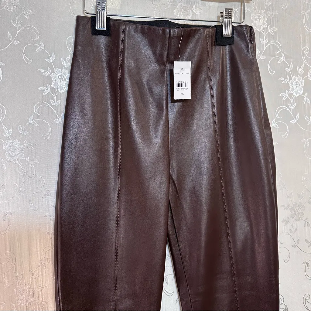 Ann Taylor Women's Brown Leather Pants NWT - Image 2
