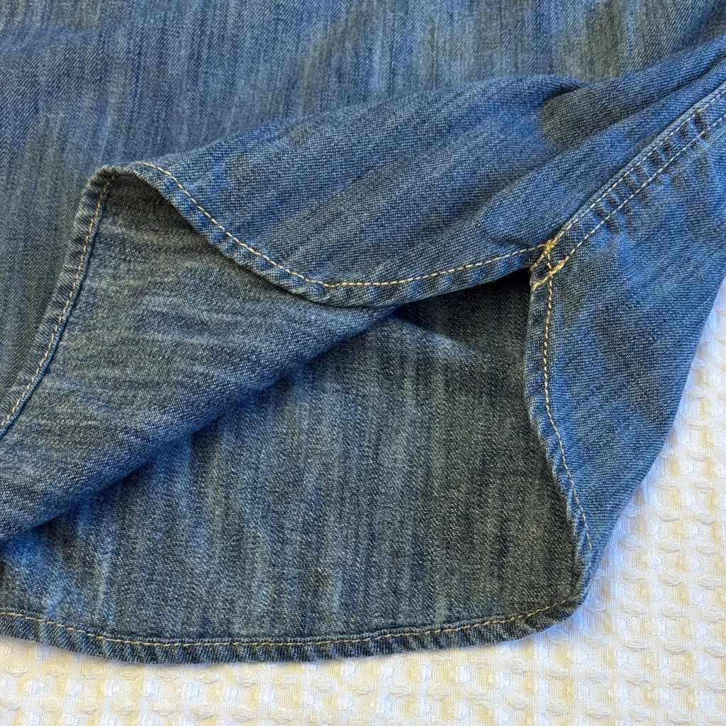 GAP Size MEDIUM Blue Denim Drop Waist Shirt Dress Tunic Popover Long Sleeve - Image 13