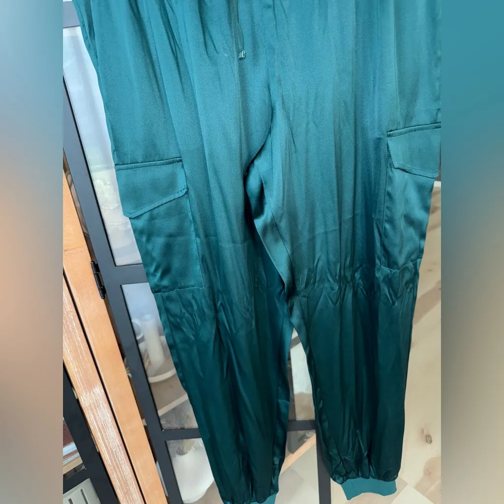 CAMI NYC Silk lace tank top joggers pants trousers pine emerald elsie set - Image 8