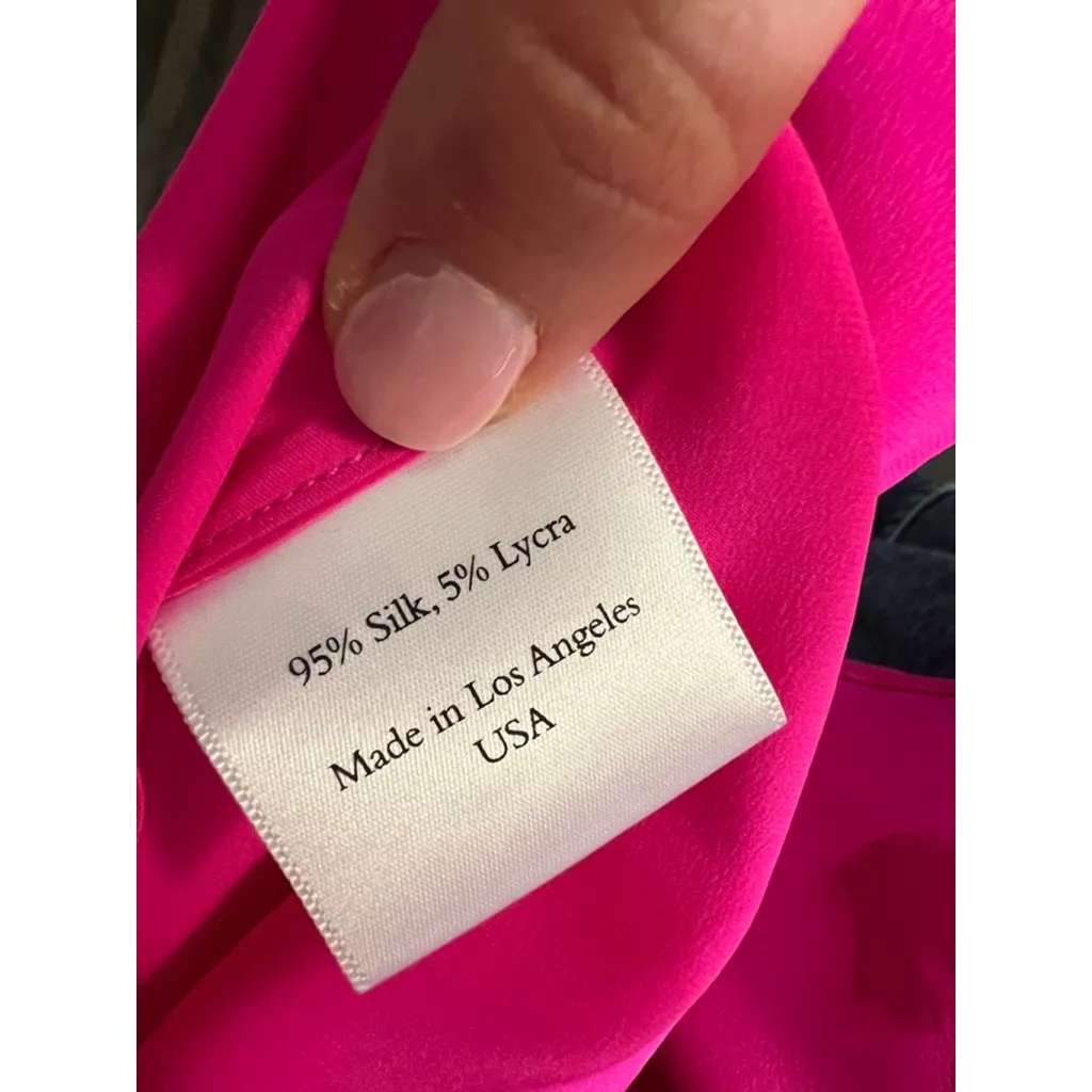 Bardo Collective Hot Pink Silk Maxi Dress Sz S Barbiecore Wedding Night Out - Image 7