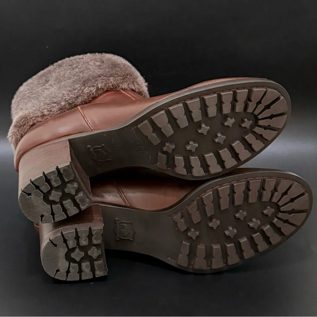 TRASK Myrah Waterproof Brown Italian Sheepskin Leather Shearling Booties Size 11 - Image 6