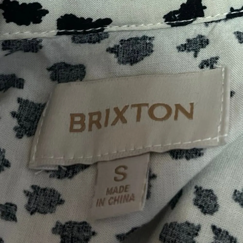 Brixton Women's White Animal Dot Print Short Sleeve Collar Button Up Shirt Top S - Image 3