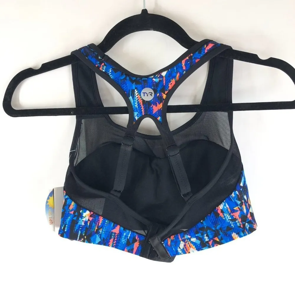 TYR Womens Anzan Mia Bikini Top Active Swimwear Medium Support Blue Black S 4/6 - Image 3