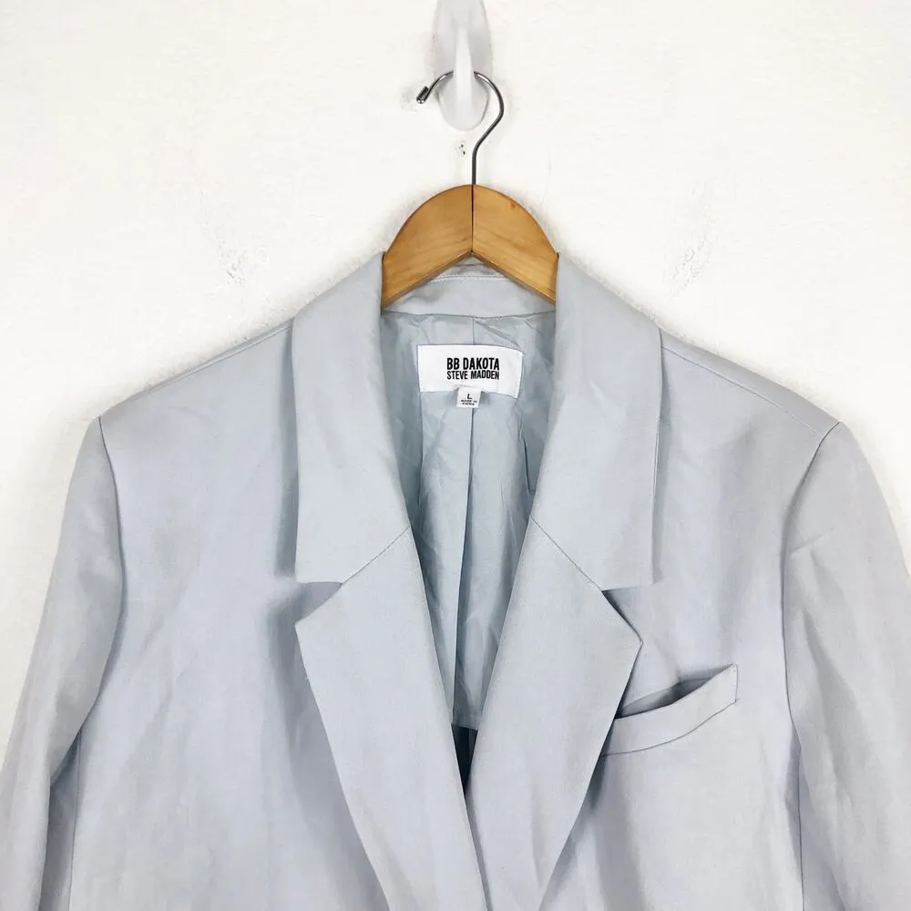 BB Dakota by Steve Madden Dress to Thrill Blazer Light Blue Womens Size Large - Image 4