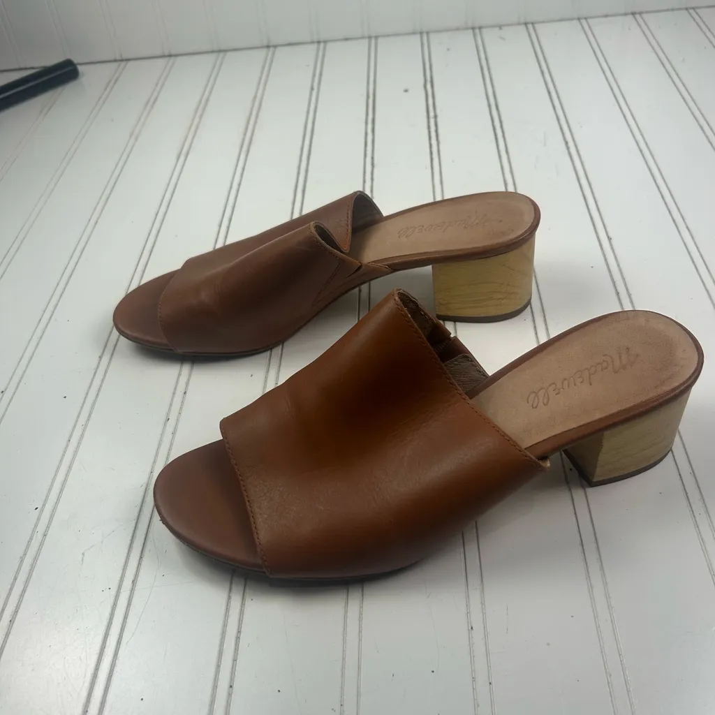 Madewell Vintage Brown Genuine Leather Block Heel Mules Women’s 8.5 - Image 4