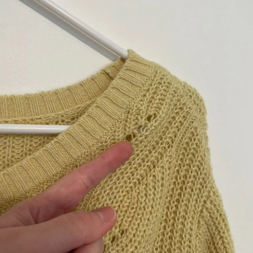 SONOMA Cozy Wave Stitch Crewneck Sweater Light Yellow Open Weave Knit Crew Neck - Image 9