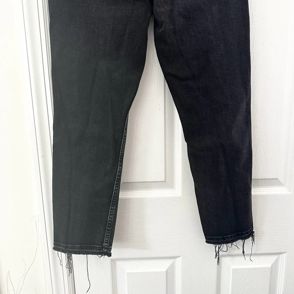 Gap  Denim Washed Black Vintage High Rise Slim Jeans Open Raw Ankle Hem 28 Short - Image 12