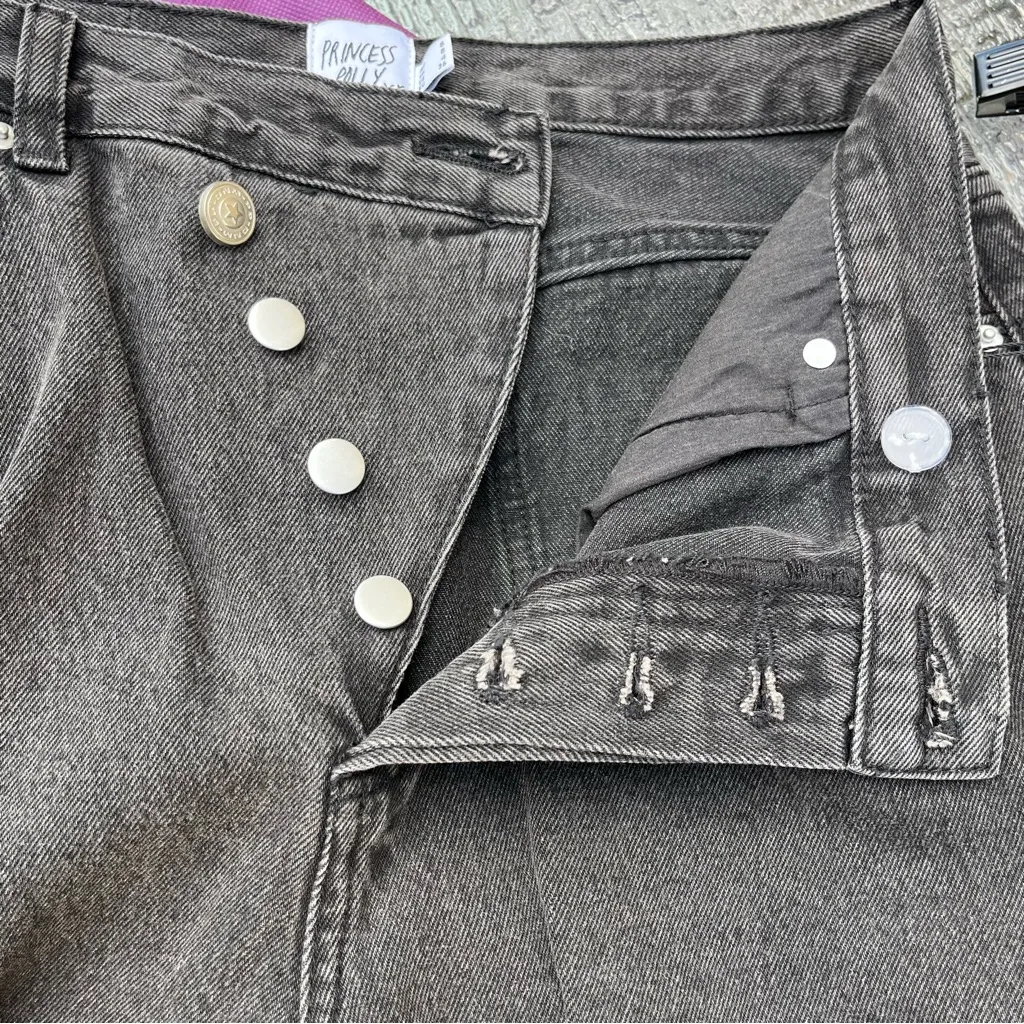 Princess Polly Holly Asymmetric Straight Leg Black Jeans Denim Size 4 NEW - Image 8