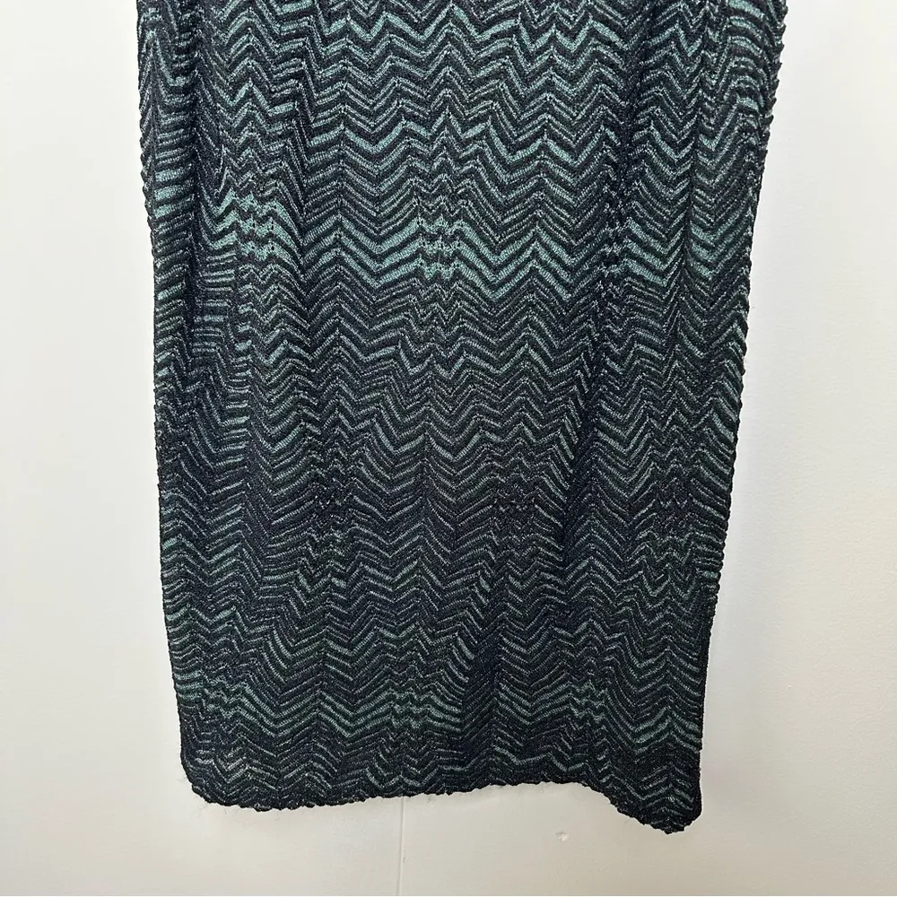M Missoni Tube Maxi Dress Zig Zag Stripes Metallic and Black - Image 3