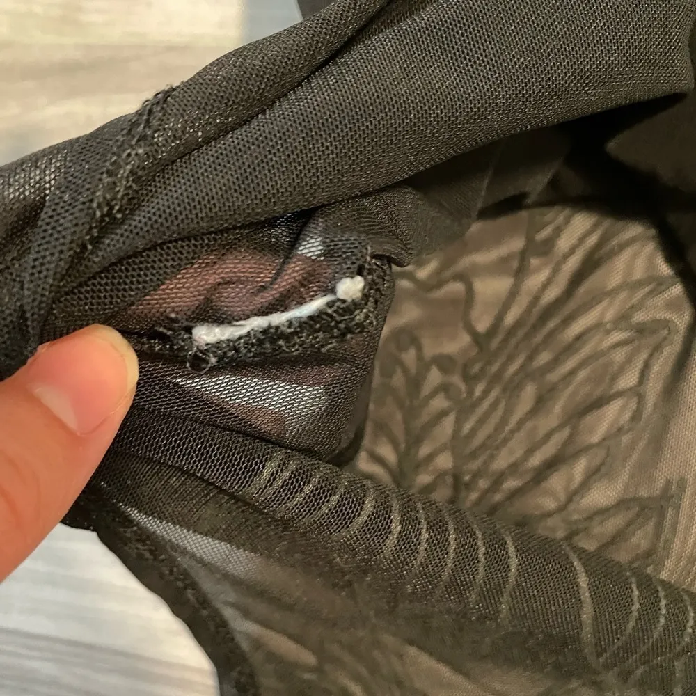 LOVE CULTURE Sheer Black Floral Long Sleeve Onesie -See Measurements - Image 13