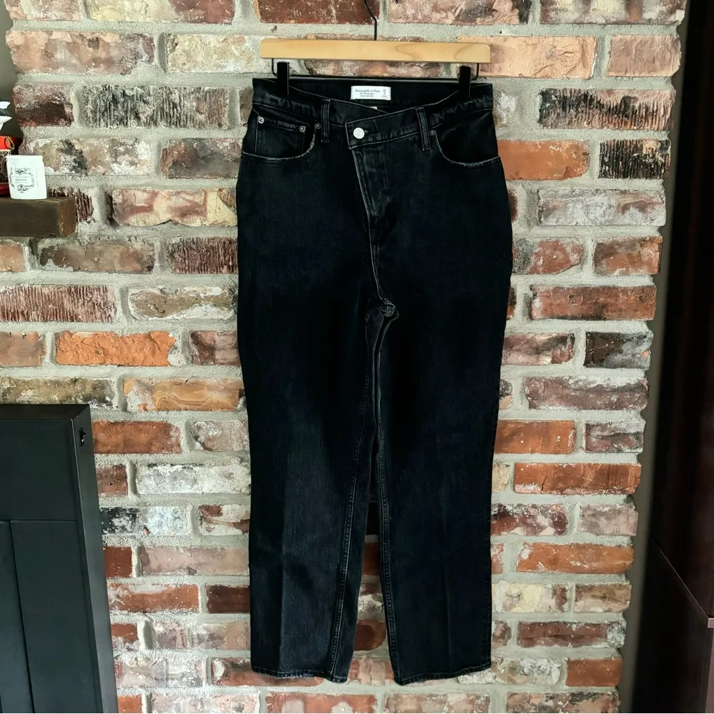 Abercrombie Black 90s Straight Curve Love High Rise Jeans, 29 - Image 2