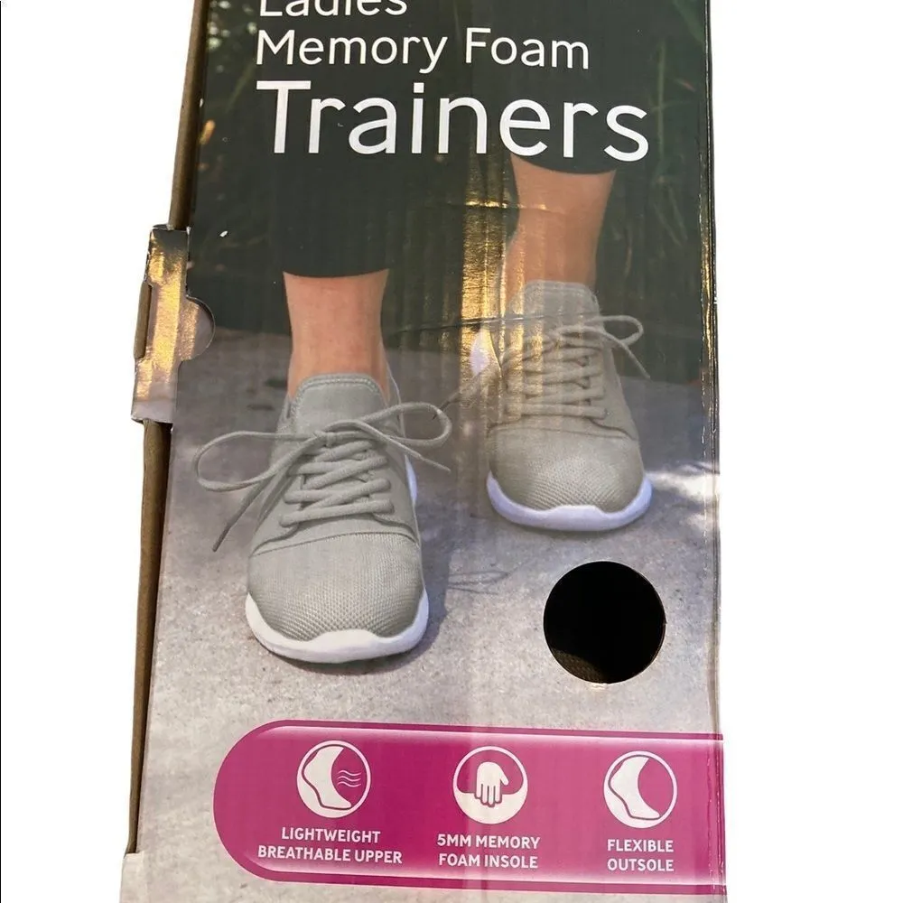 CRANE, Ladies Memory Foam‎ Fitness Trainers Shoes, Size 8, Lightweight, Gray Gray - Image 2