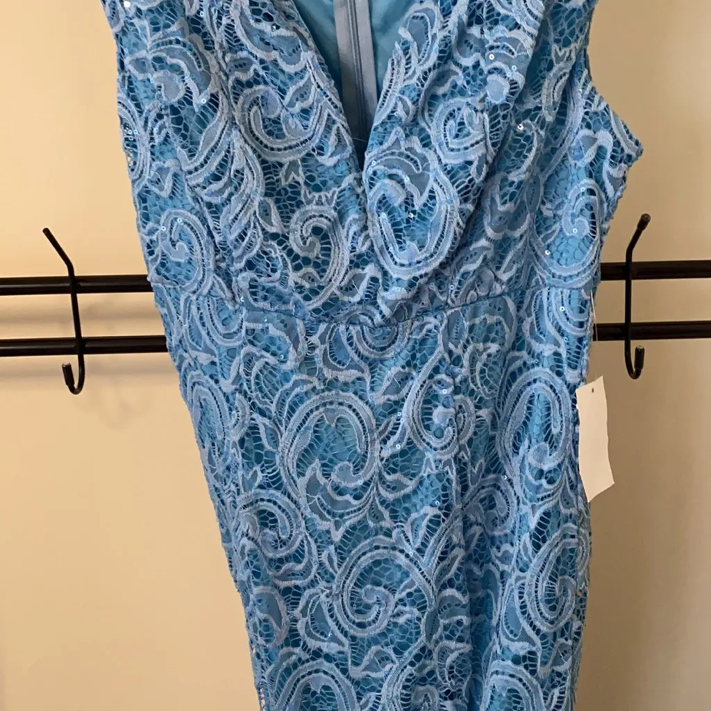 New Venus Lacey Mermaid Dress with Sequins Blue Size 8 - Image 10