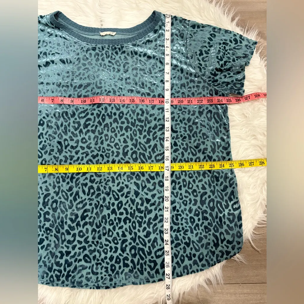 Kori Teal Leopard Print Blouse Size XL - Image 3