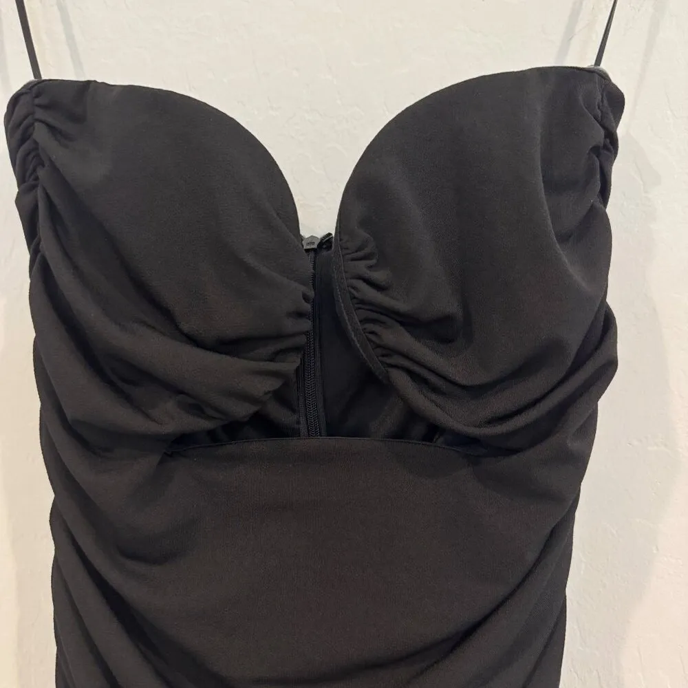 Pixie Market Women's Dominique Bustier Midi Dress in Black Wedding Party Size XS - Image 4