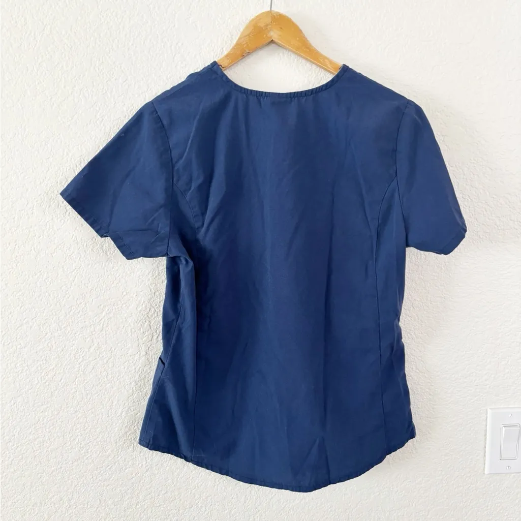 Scrubstar Blue Flutter Sleeve Wrap Top - Image 2