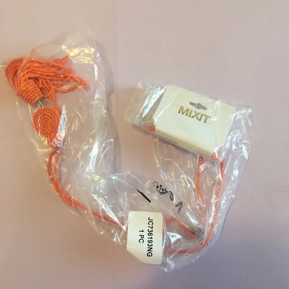 Mixit Womens orange beaded long necklace - Image 2