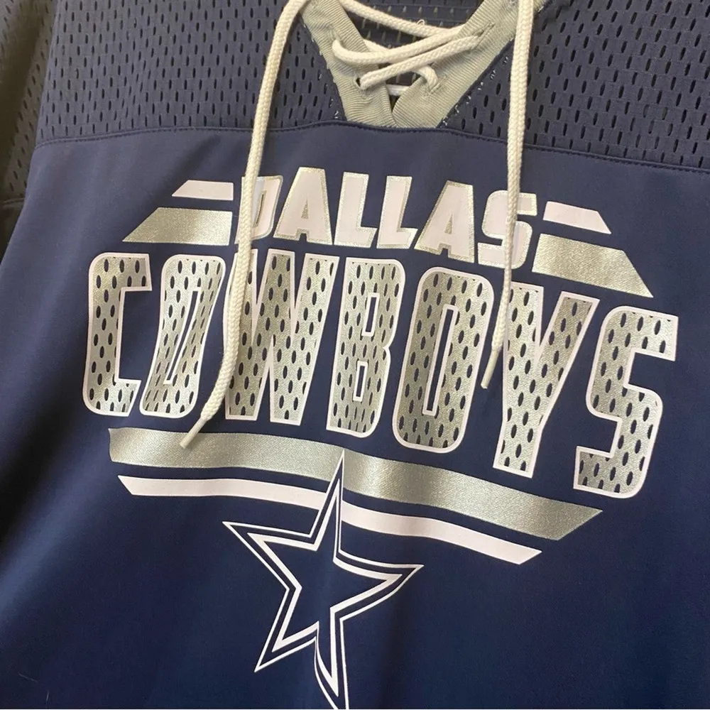 NFL Dallas Cowboys Jersey Starter Mesh Top Lace Up Neckline Blue White Large NWT - Image 7