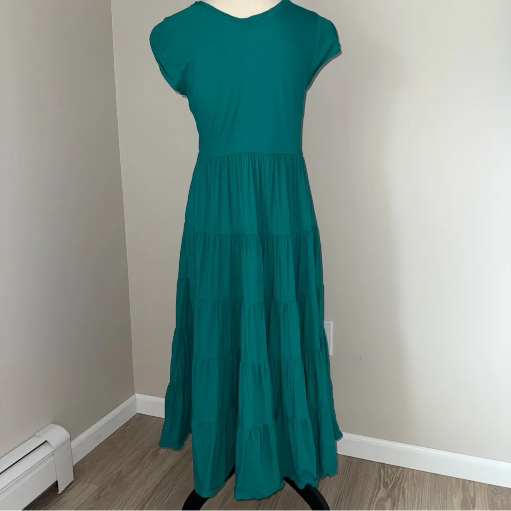 Soft‎ Surroundings Teal Maxi Dress Multi Tier Beachy Petite SM Coastal Cowgirl - Image 4