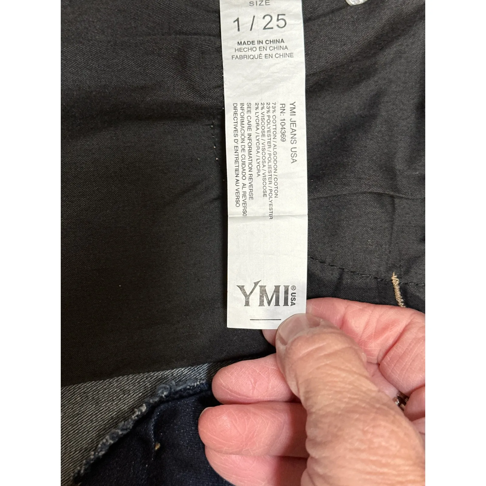 YMI Womens High Rise Bermuda Denim Shorts Distressed Frayed Hem Dark Wash Size 1 - Image 7