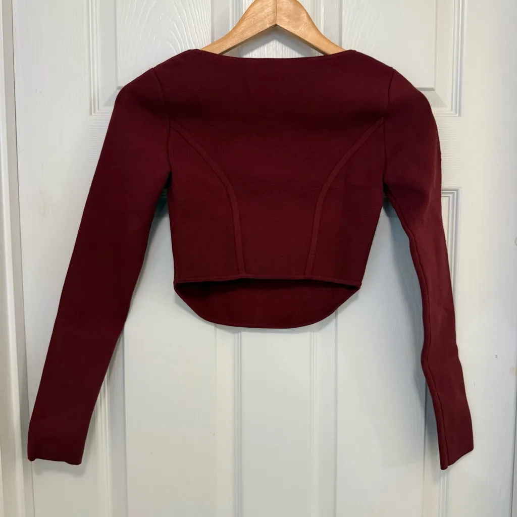 NWOT Aritzia Barbeton Cropped Squareneck Knit Bustier Longsleeve Top - Image 7