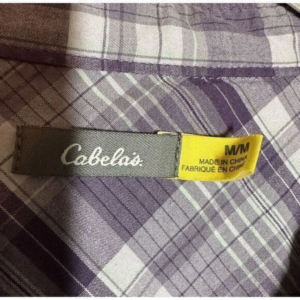 Cabelas Womens Purple Long Sleeve Button-Down Multicolor Plaid Shirt Size Medium - Image 3