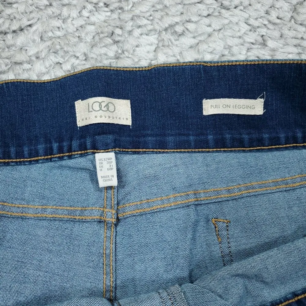 Logo By Lori Goldstein Pull On Legging Jeans Size 32WP Petite Dark Wash Blue - Image 3