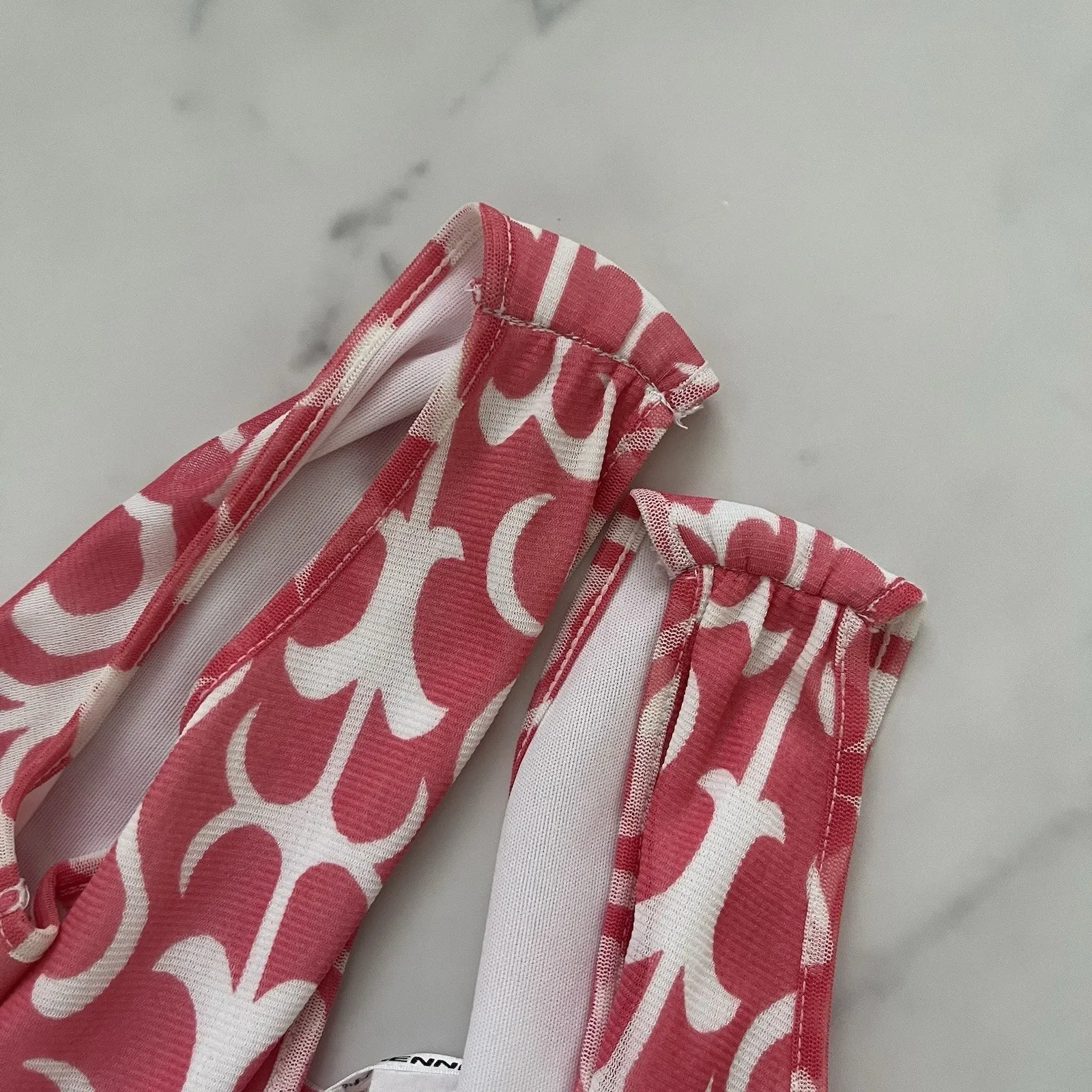 Vivienne Tam Y2K Mini Dress XS Pink Coral Mesh Retro Vintage Dainty Coquette - Image 10