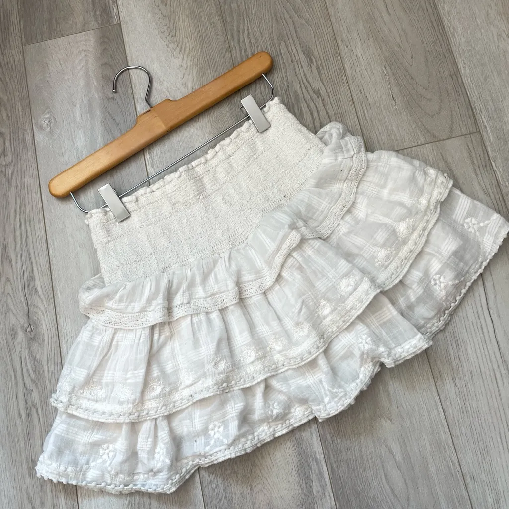 LoveShackFancy Mini Dress ruffle tiered womens White (xsmall) romantic cottage - Image 4