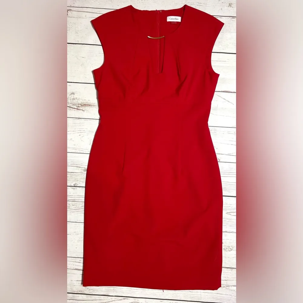Calvin Klein Sleeveless Red Dress Size 10 - Image 7