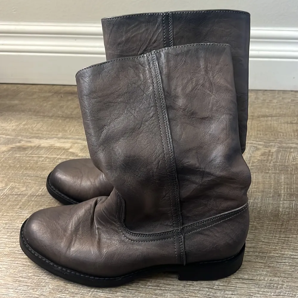 George Esquivel Gray Leather Moto Boot Size 7 - Image 3