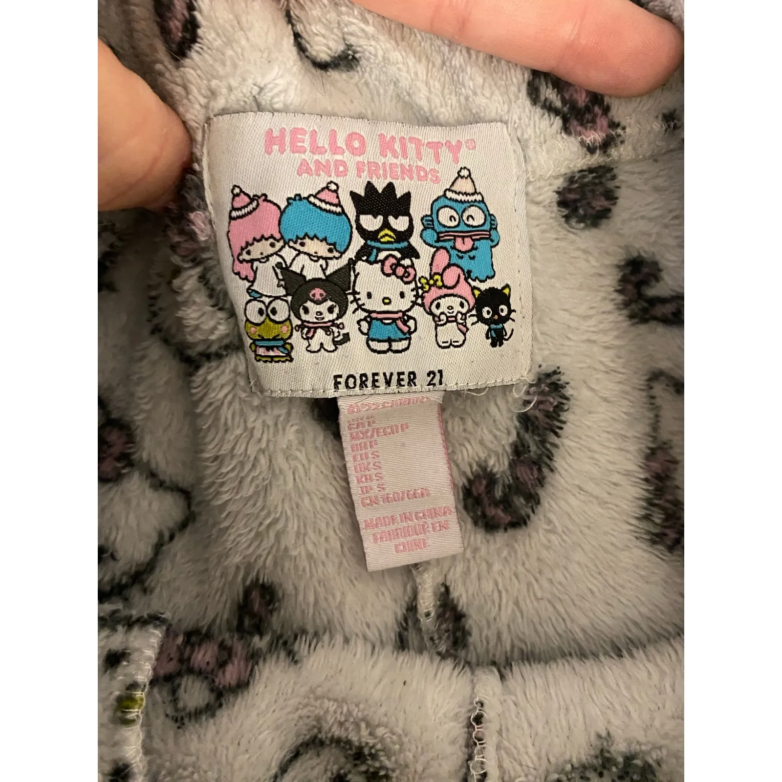 Y2K Hello Kitty Candy Cane Print Cozy Pajama Pants Forever 21 Size S Gray - Image 3