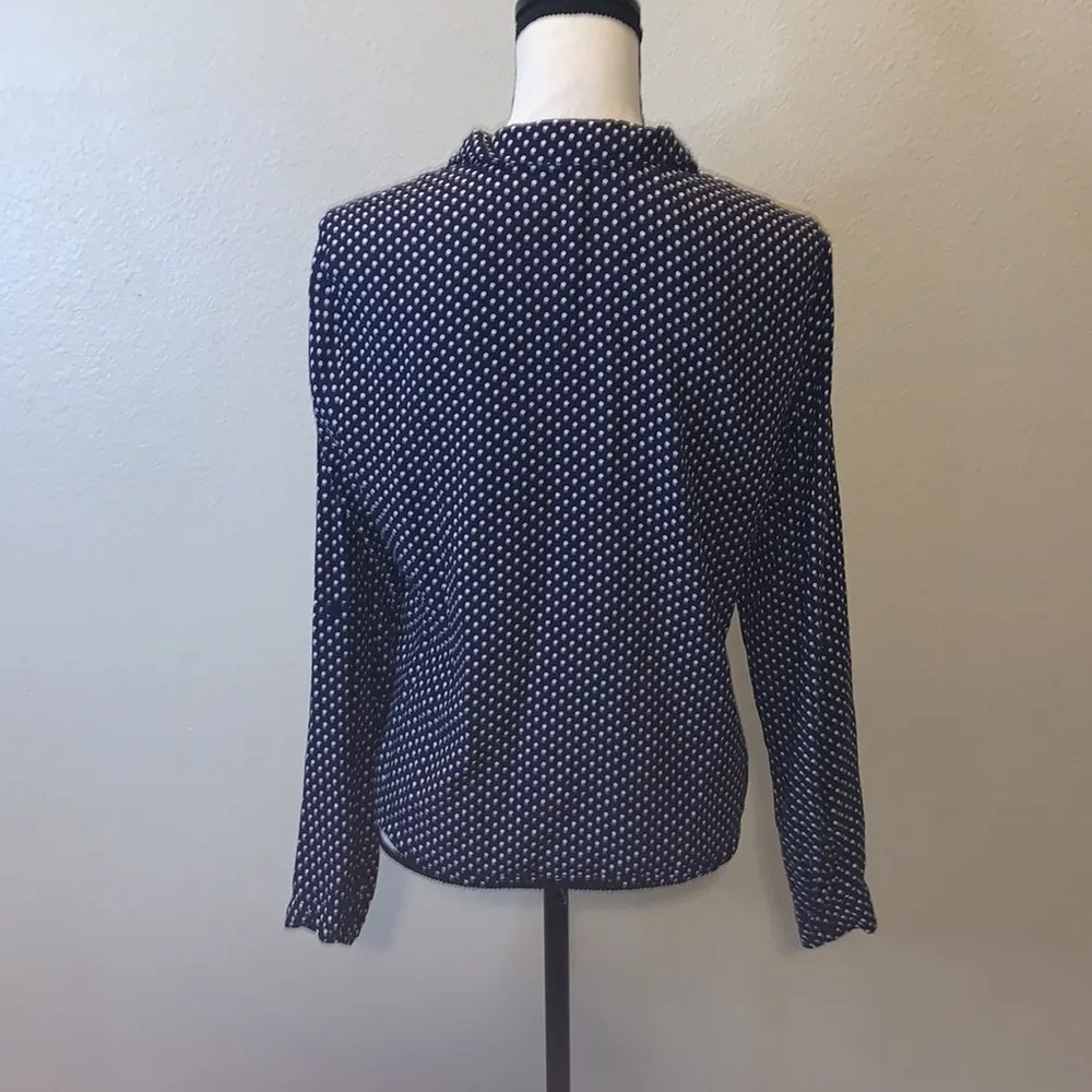 Love Note Love Notes polka dot front knot long sleeve button down shirt blue - Image 5